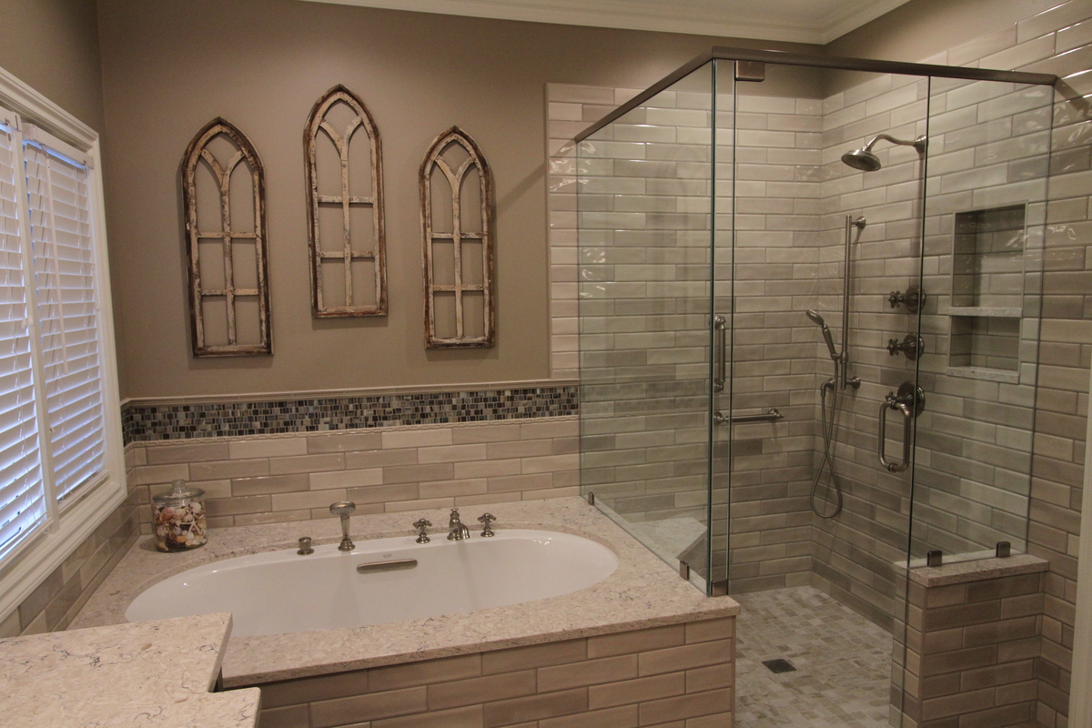 tile shower with soaker tub